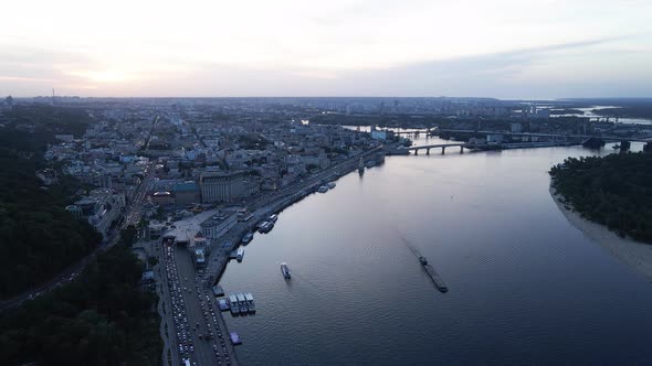 Kyiv, Ukraine. Aerial View. Slow Motion