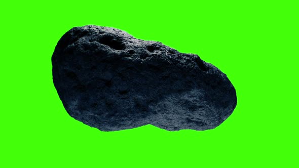 Asteroid Meteor Huge Space Rock Isolated On Greenscreen