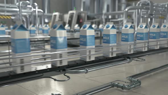 MIlk Packs Advance On Dairy Food Factory Automated Distribution Mechanism alt