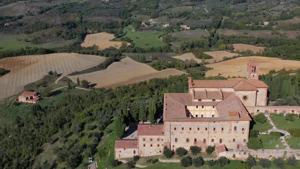 Aerial View of Saint Anna Monastery Camprena Toscana Italy