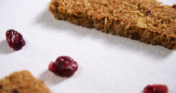 Granola bars on white background