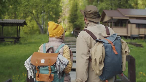 Elderly Couple Hiking in Park