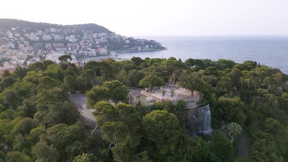 Aerial view of Castle Hill in Nice, Cote d'Azur, France