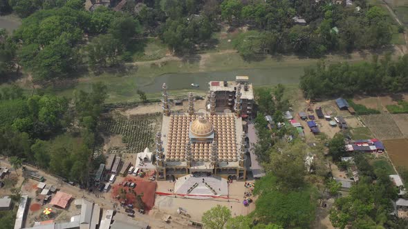 Aerial view of Gombuj Masjid mosque, Dhaka state, Bangladesh.