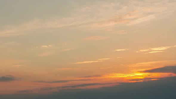 Beautiful Summer Sun Rise With Beautiful Clouds In The Sky, Time Lapse