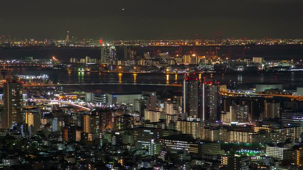 Kobe Mixed-use Seaport at Night Japan Timelapse