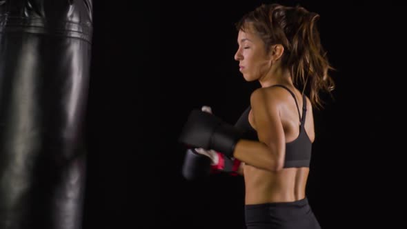 Athletic Woman Working Out. Boxing.
