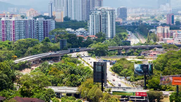 Kuala Lumpur Time Lapse Cityscape Noon Traffic Interchange Malaysia