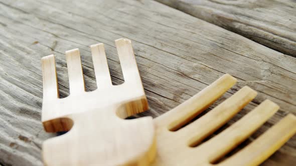 Wooden fork on table