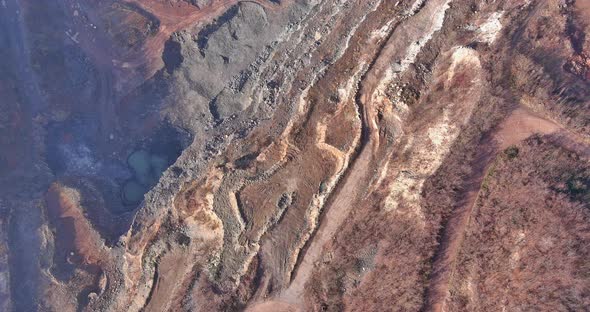 Air View of a Panoramic View of the Extraction of Stone in the Quarry