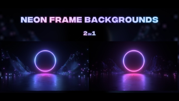 Circle Neon Glowing Frame and Landscape Background