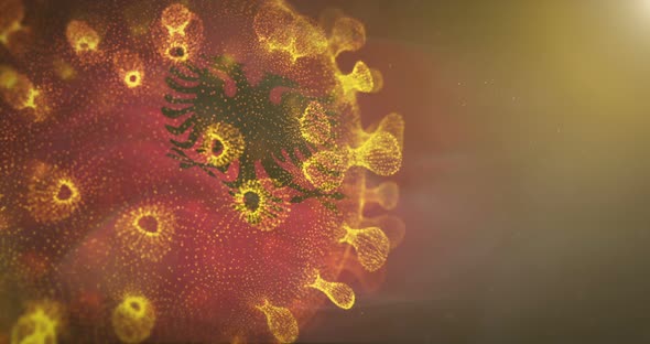 Albania Flag With Corona Virus Bacteria 4K alt