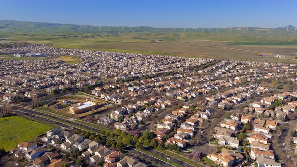 Aerial View Of Mountain House Neighborhoods At Summer In San Joaquin County, California.
