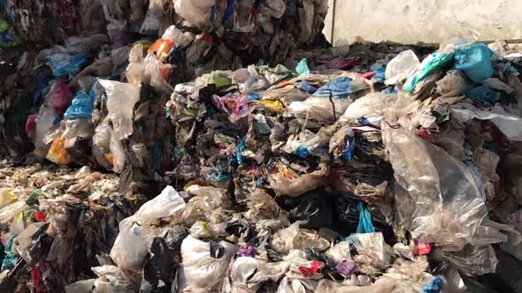 Bales of plastic waste