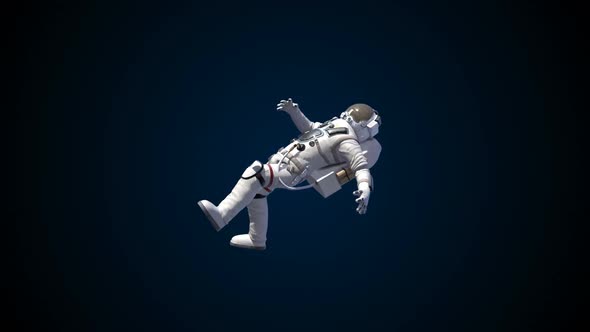 Astronaut in White Modern Scaphandre Go in the Space