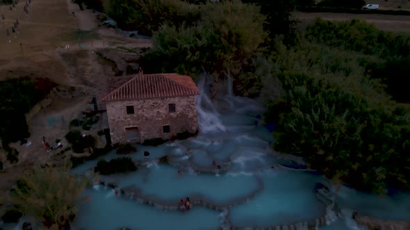 Natural Spa with Waterfalls and Hot Springs at Saturnia Thermal Baths Grosseto Tuscany ItalyHot