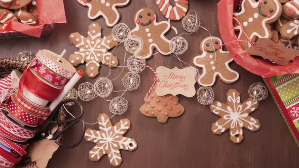 Packaging traditional home made gingerbread cookies as food gifts.