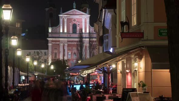 Timelapse of people walking in the old city center