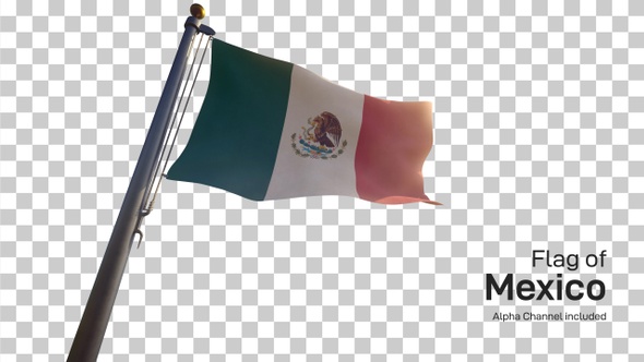 Mexico Flag / Mexican Flag on a Flagpole with Alpha-Channel