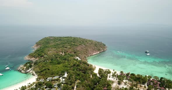 Green Palm Trees and Fields of Racha Island