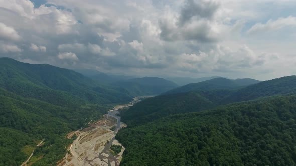 Aerial View on Caucasus Mountains, Russia