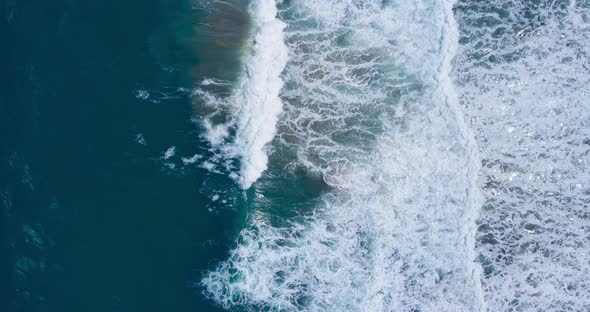 Andaman seascape big water wave in storm Aerial view video Top-down view crystal water wave