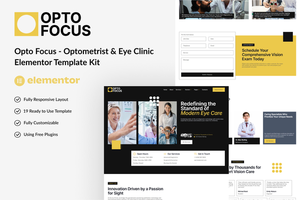OptoFocus - Optometrist & Eye Clinic Elementor Template Kit