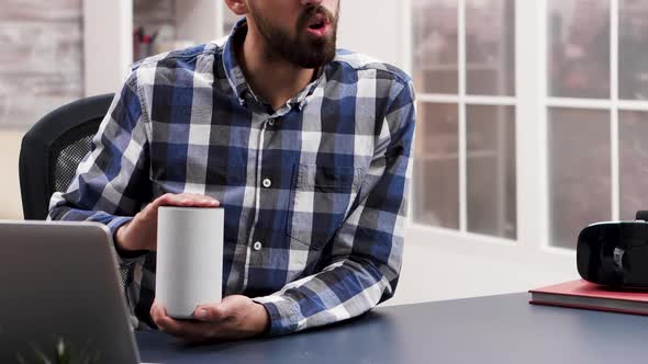 Famous Influencer Talking and Reviewing a Smart Speaker