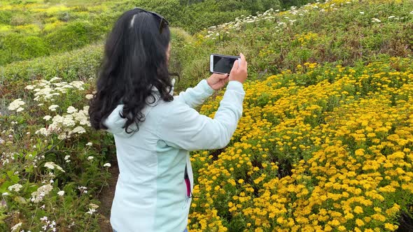 Asian Woman Hiking In Big Sur California