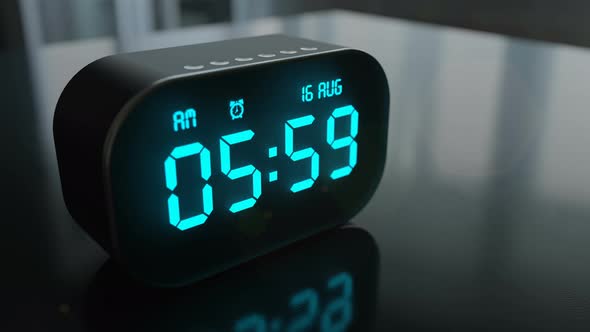 Alarm Clock Makes Alarm Sound and Wakes Up Us at 6 Am Early in the Morning 4k