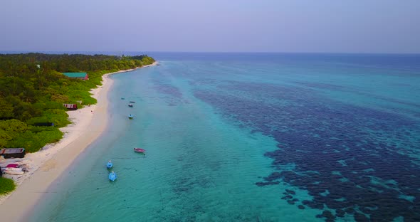 Natural above abstract view of a paradise sunny white sand beach and turquoise sea background in col