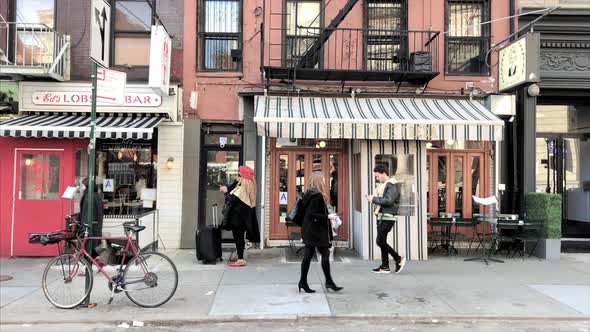 Zooming into a Restaurant in Little Italy NoLita NYC