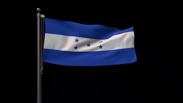 Honduras Flag On Flagpole With Alpha Channel