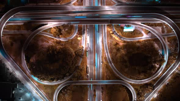 4K : Aerial hyperlapse drone shot of fast moving Highway road.