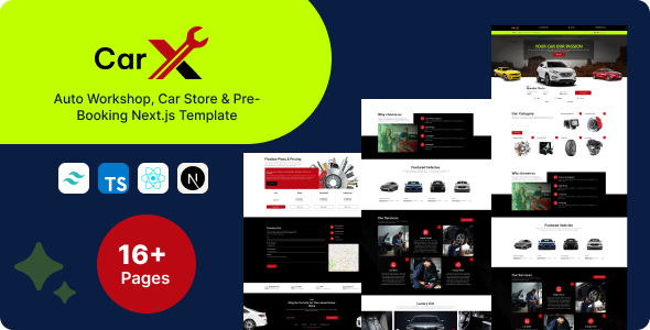 CarX – Auto Workshop, Car Store & Pre-Booking Next.js Template