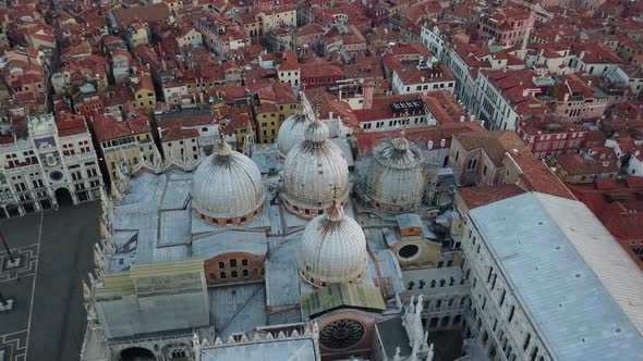 Venice Aerial View at Sunrise in Italy