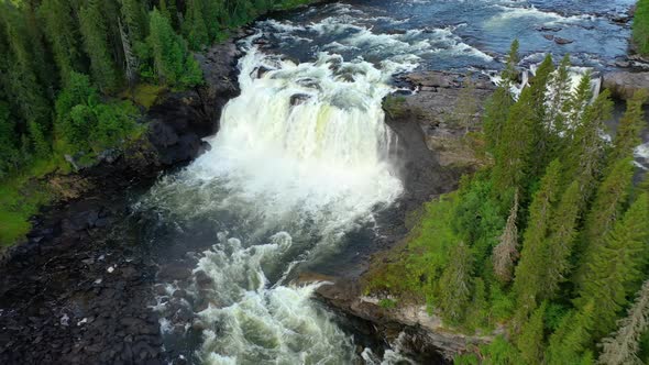 Ristafallet Waterfall in the Western Part of Jamtland