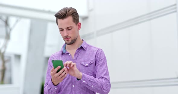 Man use of mobile phone at outdoor