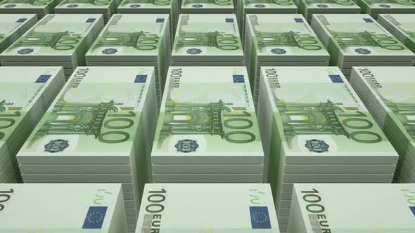 Bundles Of 100 Euro Bills. Looped