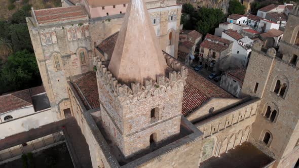 Aerial View of the Famous UNESCO World Heritage Church in Cefalu Sicily