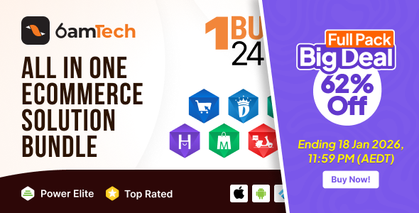 6amTech eCommerce solution bundle - All modules of 6amMart, 6Valley, StackFood, Demandium and more