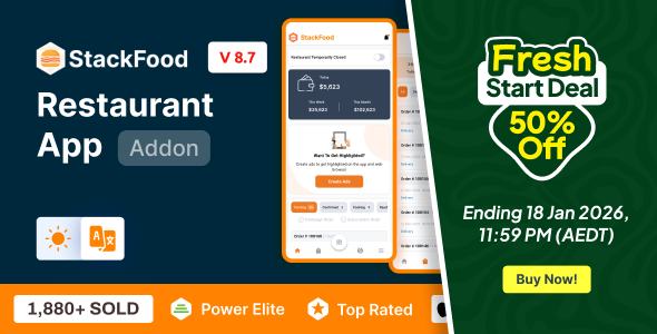 StackFood Multi Restaurant - Food Ordering Restaurant App