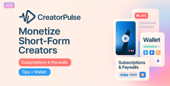 CreatorPulse – Monetize Short-Form Creators | Subscription, Paywall & Live Video PHP Platform