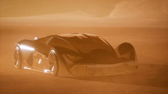 Supercar at Sunset in Desert