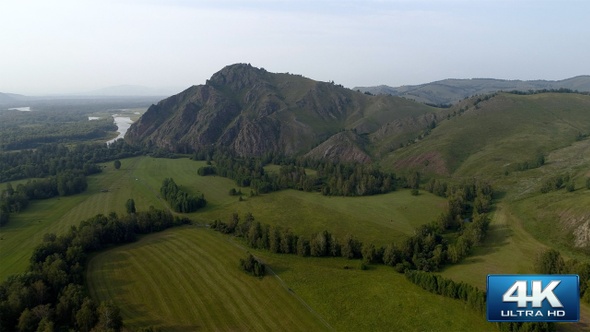 Aerial View on Summer Siberian Landscape