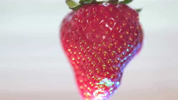 Macro Shot of Ripe Shiny Strawberry Strawberry Rotation