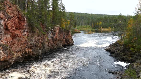 River ending in a lake at Oulanka National Park 