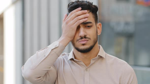 Arabian Hispanic Man Bearded Guy Businessman Have Problem Boss Looser Failure Badly News Feels