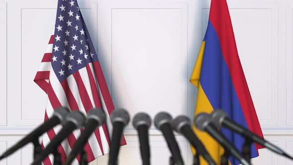 Flags of the USA and Armenia at International Meeting