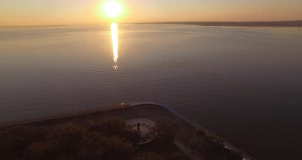 The Charleston Battery with Confederate Monument at Sunrise